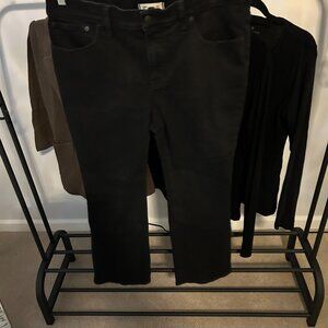 Madewell Black wash Mid-Rise Kick Out Crop Jeans.